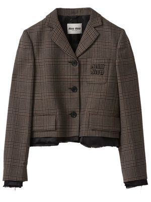 Miu Miu check-pattern wool jacket - Brown