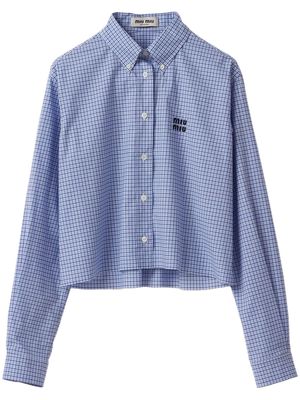 Miu Miu checked cropped cotton shirt - Blue