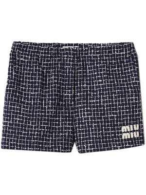 Miu Miu checked tweed mini shorts - Blue
