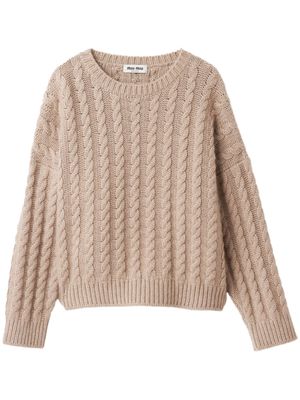Miu Miu chunky cable knit cashmere jumper - Neutrals