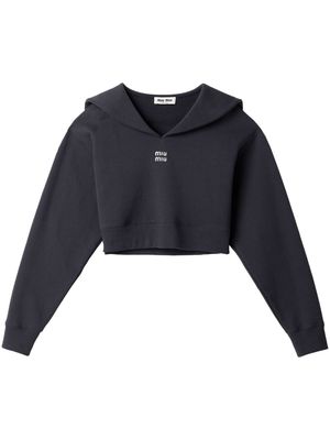 Miu Miu Cotton fleece sweatshirt with embroidered logo - Blue