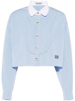 Miu Miu cropped cotton gingham shirt - Blue