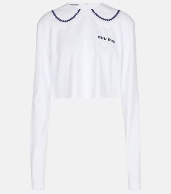 Miu Miu Cropped cotton jersey top