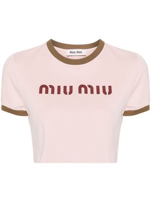 Miu Miu cropped cotton T-shirt - Pink