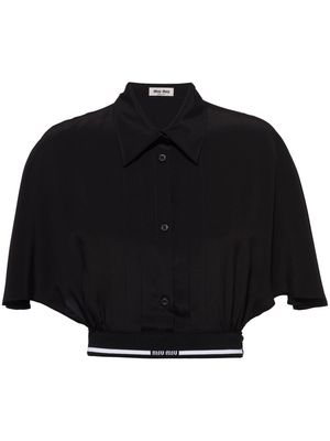 Miu Miu cropped crepe de chine shirt - Black