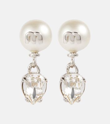 Miu Miu Crystal and faux pearl drop earrings