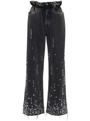 Miu Miu crystal-embellished drawstring trousers - Black