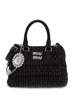 Miu Miu crystal-embellished logo-plaque bag - Black