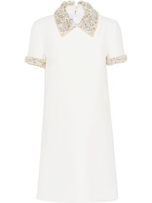 Miu Miu crystal-embellished shift dress - White