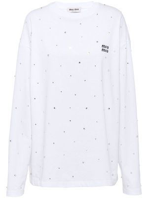 Miu Miu Diamante long-sleeved T-shirt - White