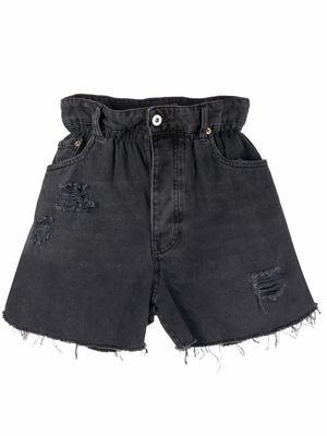 Miu Miu distressed denim shorts - Black