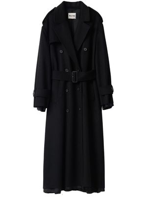 Miu Miu double-breasted velour trench coat - Black