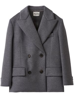 Miu Miu double-breasted velour wool blazer - Grey