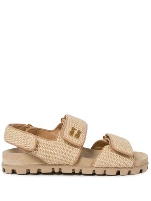 Miu Miu double-strap woven sandals - F0018 NEUTRAL