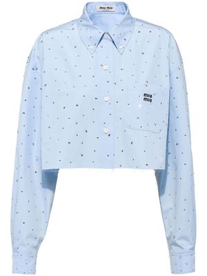 Miu Miu embellished cropped poplin shirt - Blue