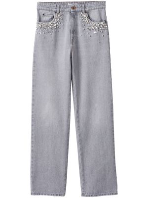 Miu Miu embellished mid-rise straight-leg jeans - Grey