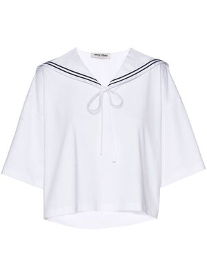 Miu Miu embroidered cotton T-shirt - White