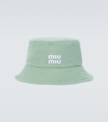 Miu Miu Embroidered denim bucket hat