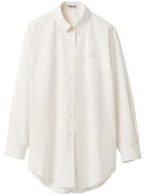 Miu Miu embroidered-logo cotton shirt - Neutrals