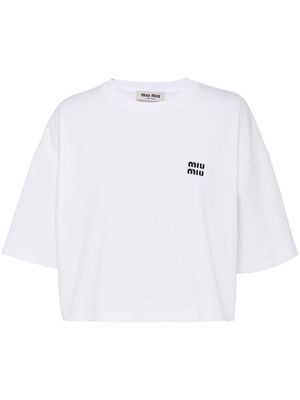 Miu Miu embroidered-logo cotton T-shirt - White