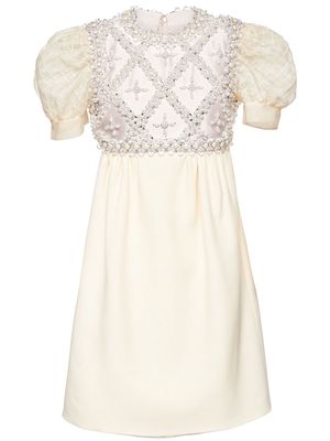 Miu Miu embroidered tricotine mini dress - White