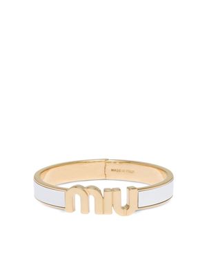 MIU MIU Enameled logo-lettering bracelet - White