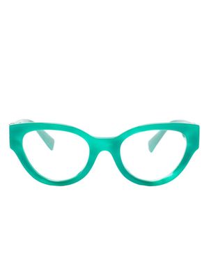 Miu Miu Eyewear logo-lettering cat-eye glasses - Green