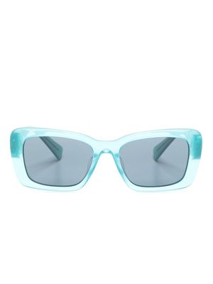 Miu Miu Eyewear logo-lettering square-frame sunglasses - Blue