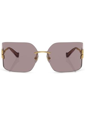 Miu Miu Eyewear logo oversize-frameless sunglasses - Gold