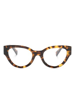 Miu Miu Eyewear logo-plaque cat-eye frame glasses - Brown