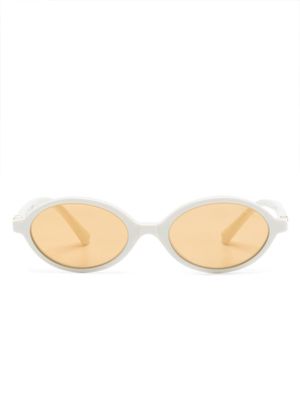 Miu Miu Eyewear logo-plaque oval-frame sunglasses - White