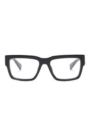 Miu Miu Eyewear logo-plaque rectangle-frame glasses - 1AB1O1 BLACK