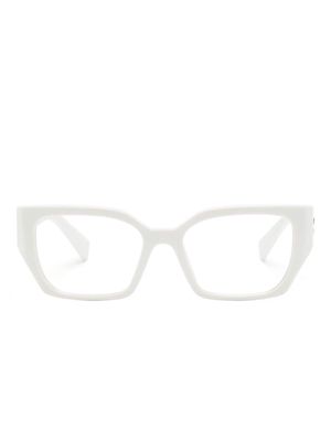 Miu Miu Eyewear logo-plaque rectangle-frame glasses - White