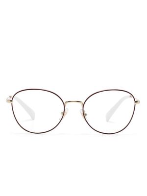 Miu Miu Eyewear logo-print round-frame glasses - Gold