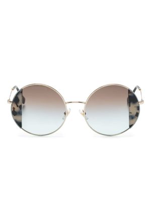 Miu Miu Eyewear tortoiseshell lens-decal round-frame sunglasses - Blue