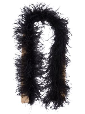 Miu Miu feather-trim cashmere scarf - Black