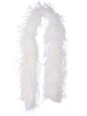 Miu Miu feather-trim cashmere scarf - White