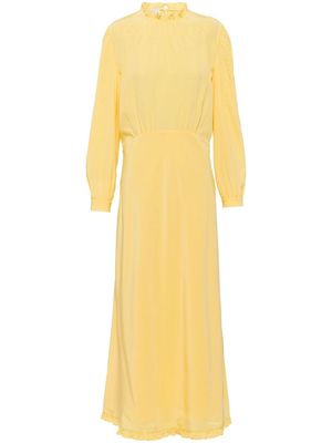 Miu Miu gathered-detail long-sleeve dress - Yellow