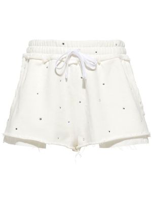 Miu Miu gem-embellished drawstring shorts - White