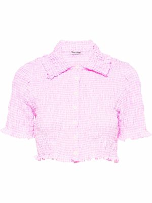 Miu Miu gingham-check cropped shirt - Pink