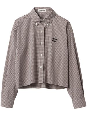 Miu Miu gingham cropped cotton shirt - White