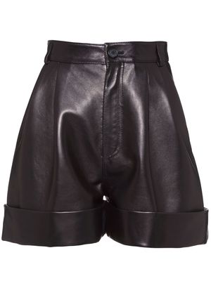 Miu Miu high-waisted polished-finish shorts - Black