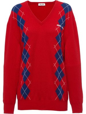 Miu Miu intarsia knit cashmere jumper - Red