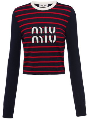 Miu Miu intarsia-knit striped sweater - Blue