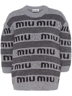Miu Miu intarsia-logo cashmere sweater - Grey