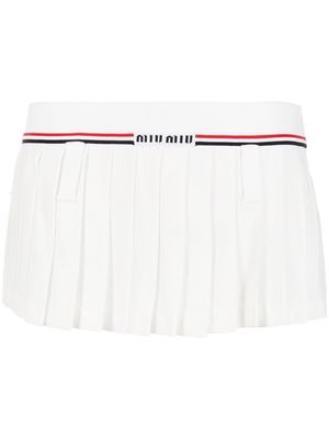 Miu Miu intarsia-logo pleated skirt - White