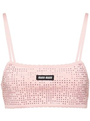 Miu Miu knitted rhinestone-embellished bralette - Pink
