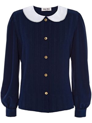 Miu Miu lace-collar long-sleeved blouse - Blue
