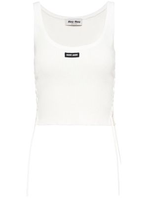 Miu Miu lace-up cotton tank top - White