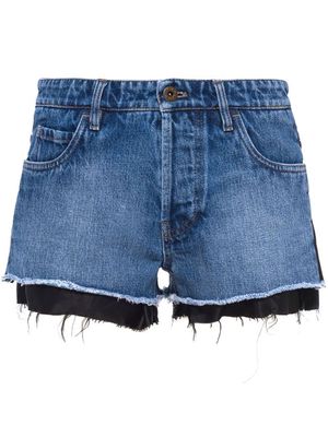 Miu Miu layered denim shorts - Blue